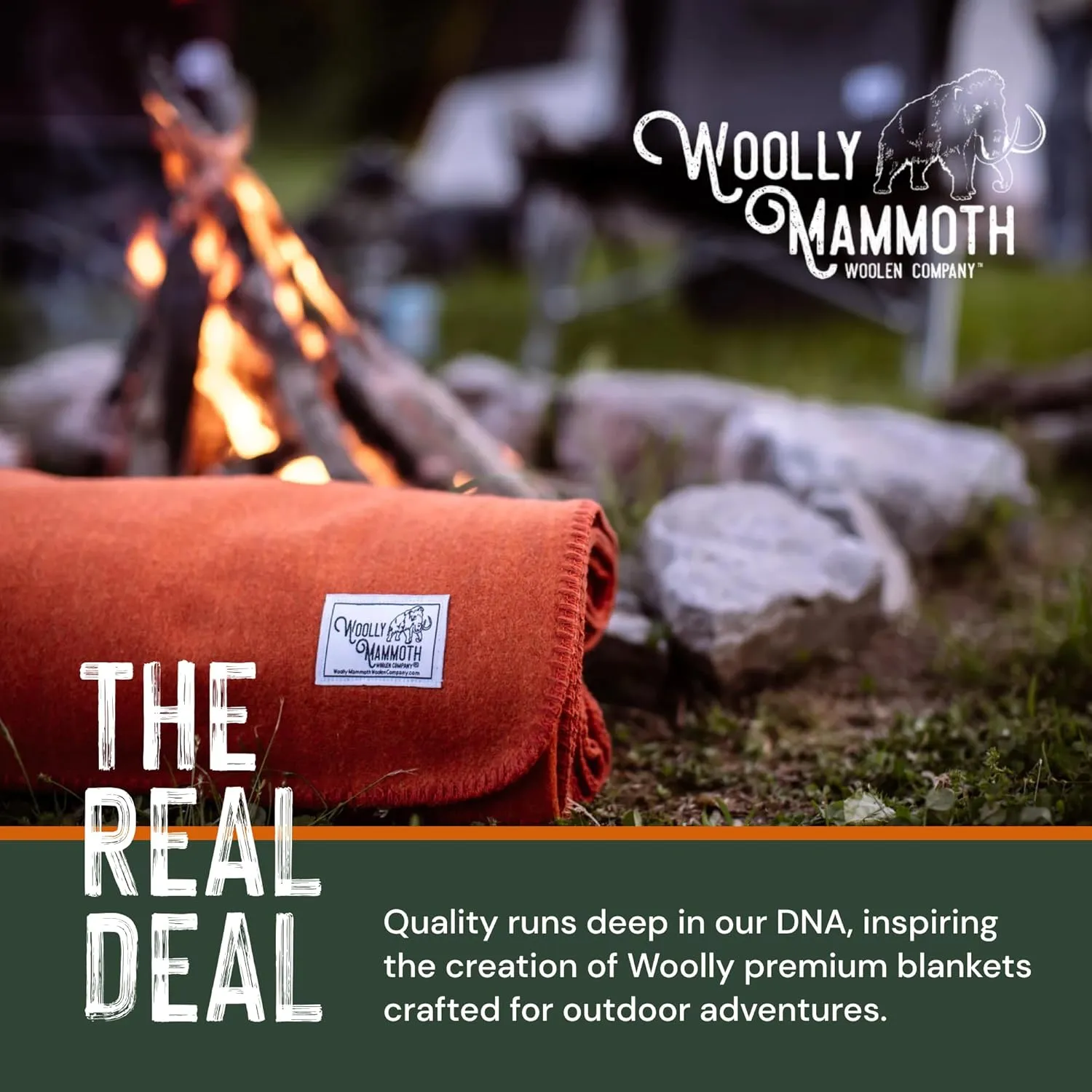 Woolly Mammoth Merino Wool Blanket - Large 66" x 90", 4LBS Camp Blanket | Throw for The Cabin, Cold Weather, Emergency, Dog Camping Gear, Hiking, Survival, Army, Outside, Outdoors, Twin Size, Orange