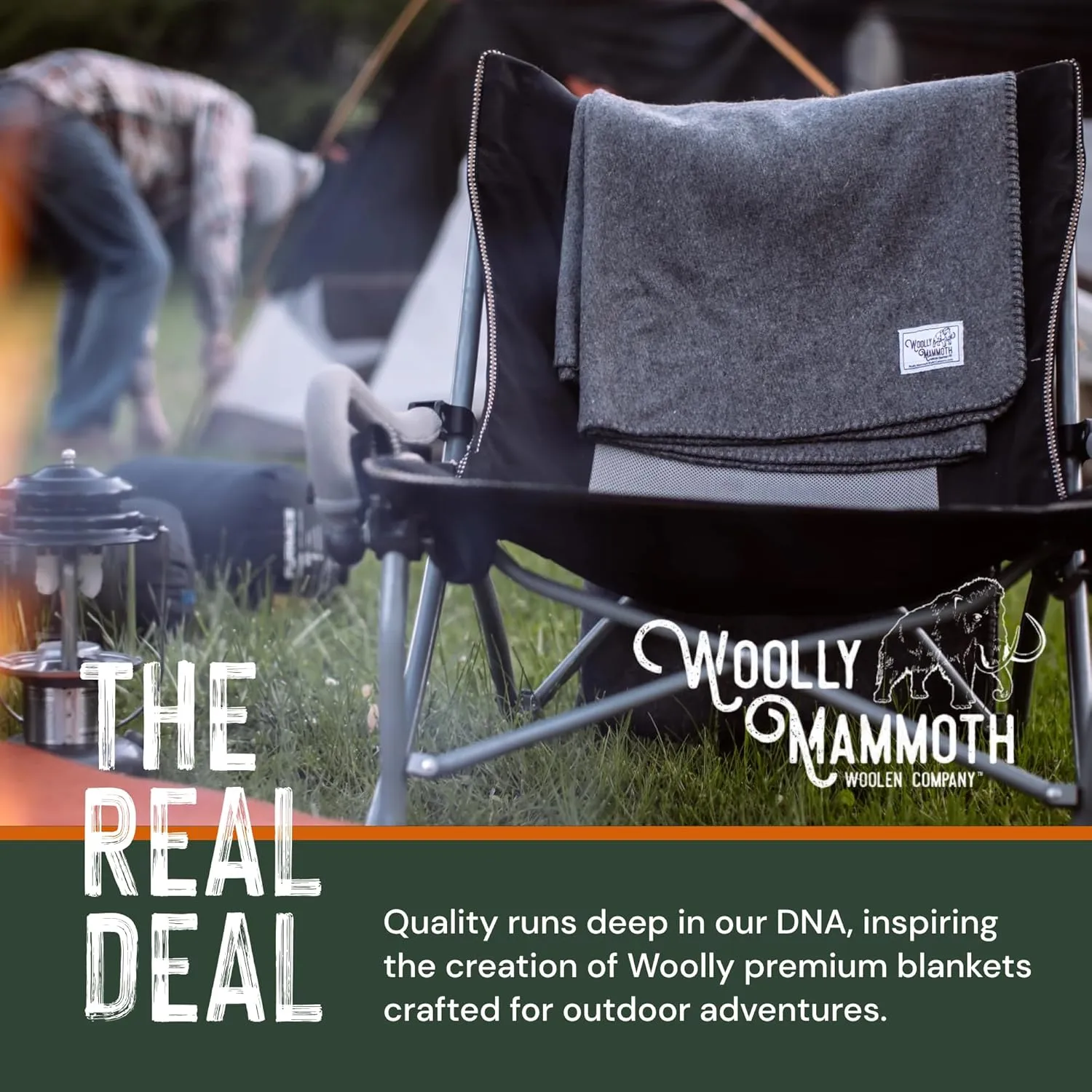 Woolly Mammoth Woolen Co. | Extra Large Merino Wool Camp Blanket | Perfect Outdoor Gear | Bedroll for Bushcraft, Camping, Trekking, Hiking, Survival, or Throw Blanket at the Cabin (Gray), 66" x 90"