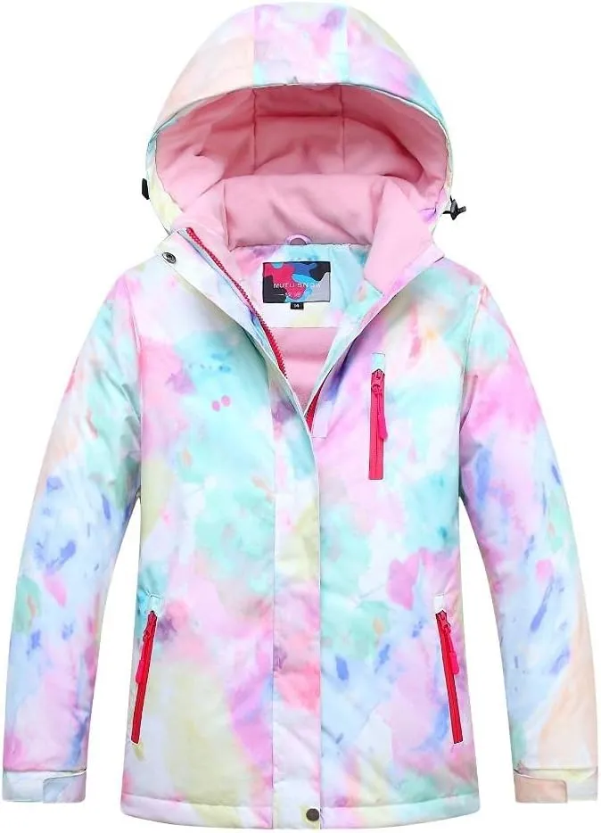 WOWULOVELY Girl's Winter Skisuit Thicken Warm Hooded Snowsuit Toddler Ski Jacket Pants Set