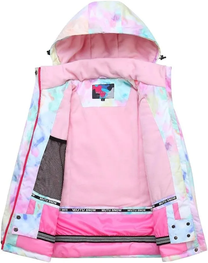 WOWULOVELY Girl's Winter Skisuit Thicken Warm Hooded Snowsuit Toddler Ski Jacket Pants Set