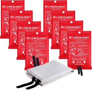 Wucgea Fire Blanket for Home and Kitchen - 8 Pack Fiberglass Reusable Fire Blankets Suppression Emergency for School Fireplace Grill Car Office Garage Welding Warehouse Safety 3.3ft x 3.3ft