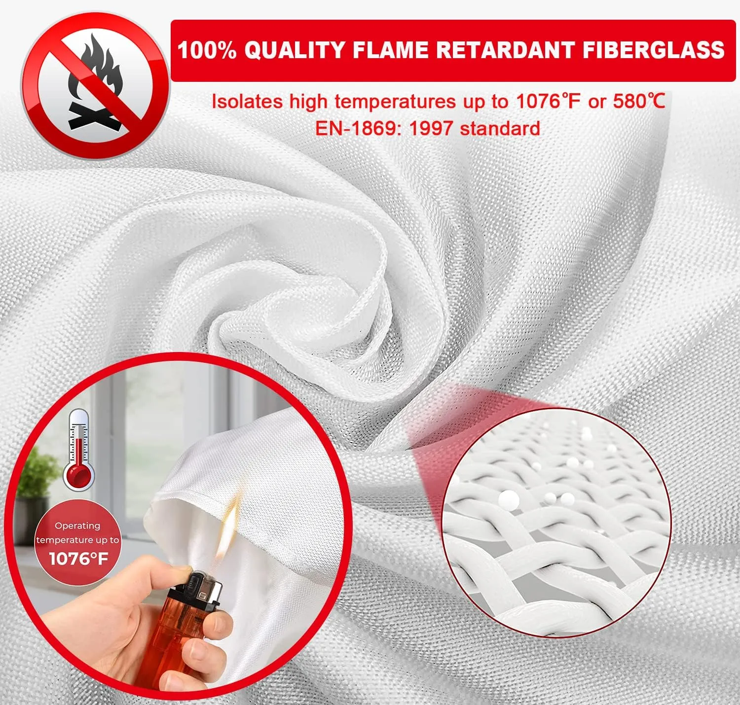 Wucgea Fire Blanket for Home and Kitchen - 8 Pack Fiberglass Reusable Fire Blankets Suppression Emergency for School Fireplace Grill Car Office Garage Welding Warehouse Safety 3.3ft x 3.3ft