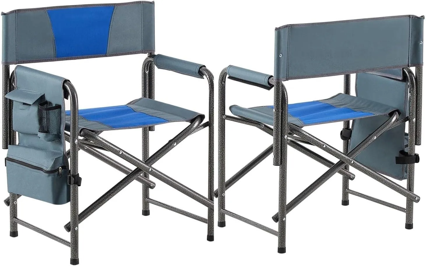 XXL Oversized Folding Camping Chair, Portable Directors Chair with Side Table & Storage Pocket, Lawn Chairs for Fishing,Trip,Picnic,Lawn,Concert Outdoor, 2 PCS Blue
