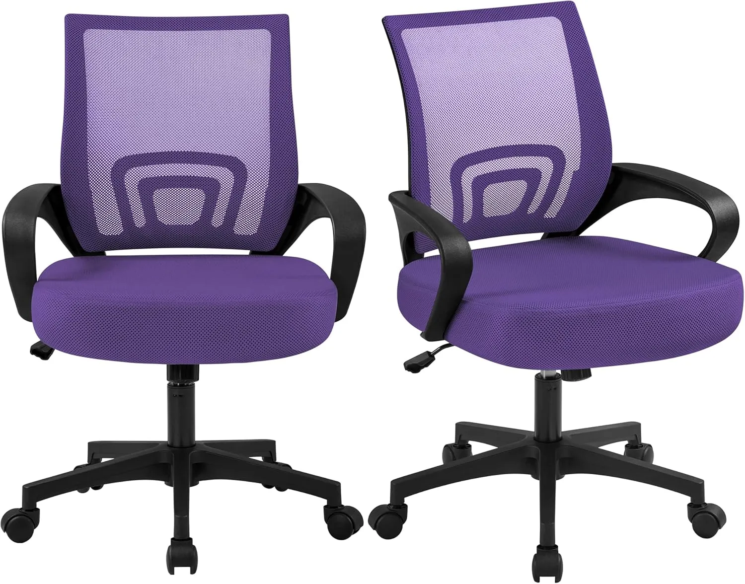 Yaheetech 2Pcs Mesh Adjustable Desk Chairs, Ergonomic Executive Chairs with Lumbar Support for Back Pain Purple