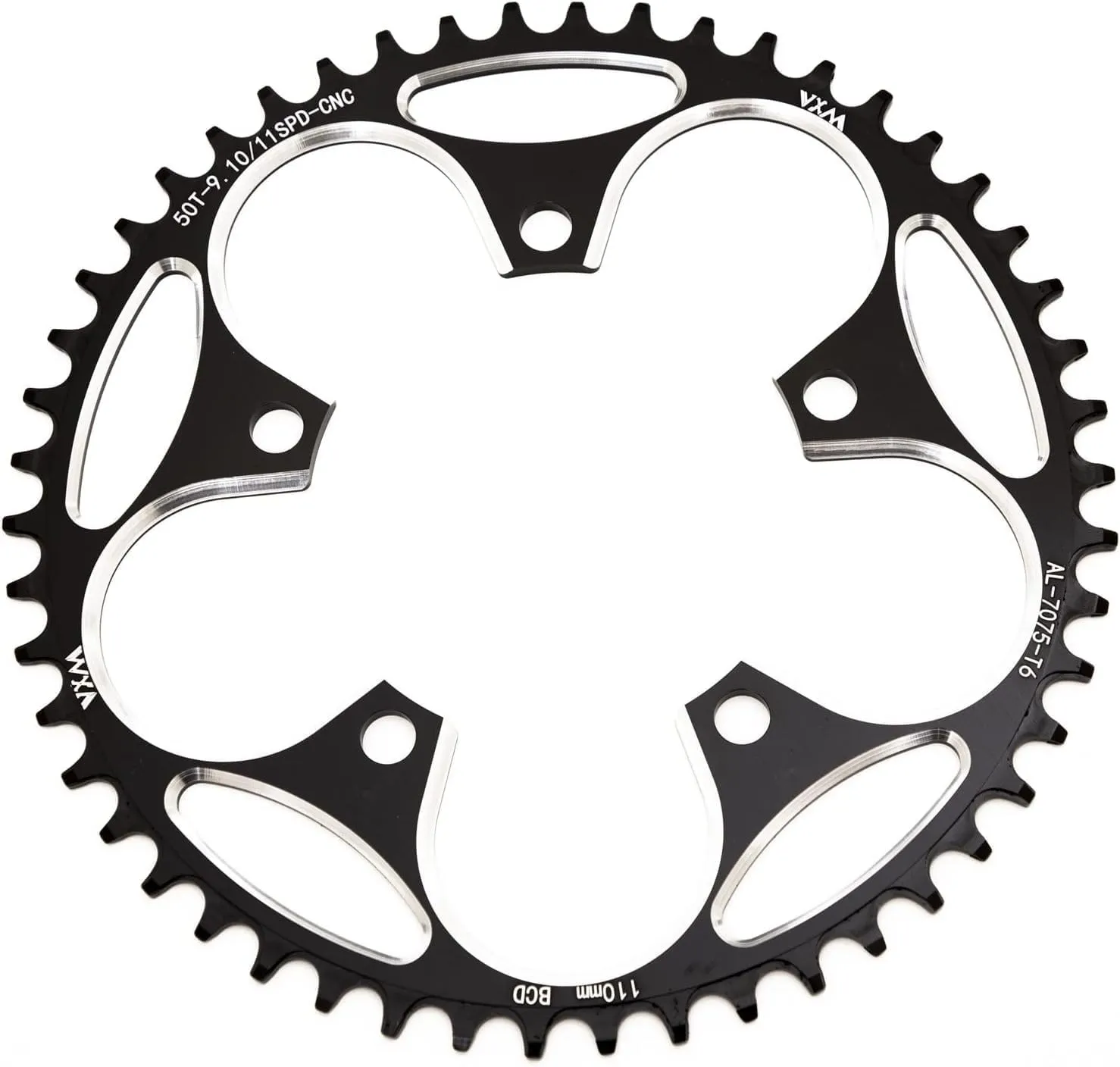 YBEKI 110BCD Chainring - CNC Machined 7075-T6 Aluminum Narrow-Wide Chainwheel for Road Bikes (36-58T Options) | 8-12 Speed Compatible | Ultra-Lightweight | Anti-Drop Design ﻿ (Black/Red)