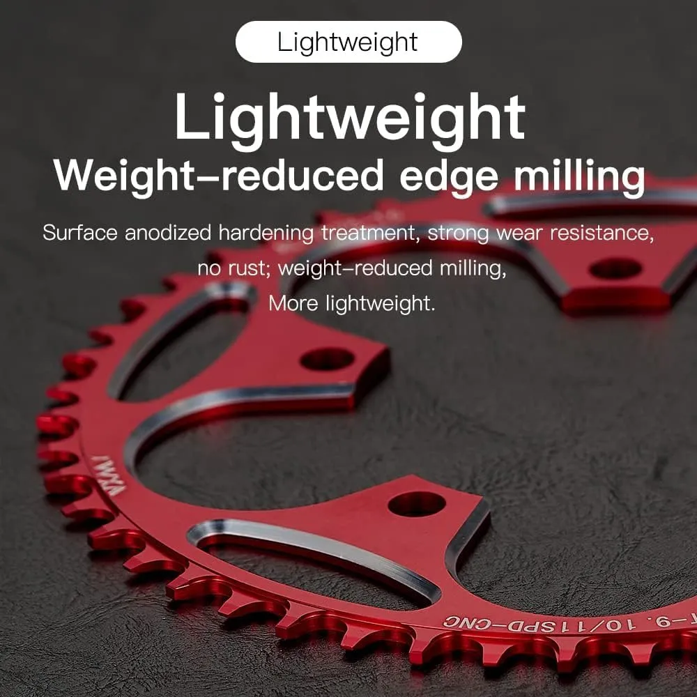 YBEKI 110BCD Chainring - CNC Machined 7075-T6 Aluminum Narrow-Wide Chainwheel for Road Bikes (36-58T Options) | 8-12 Speed Compatible | Ultra-Lightweight | Anti-Drop Design ﻿ (Black/Red)