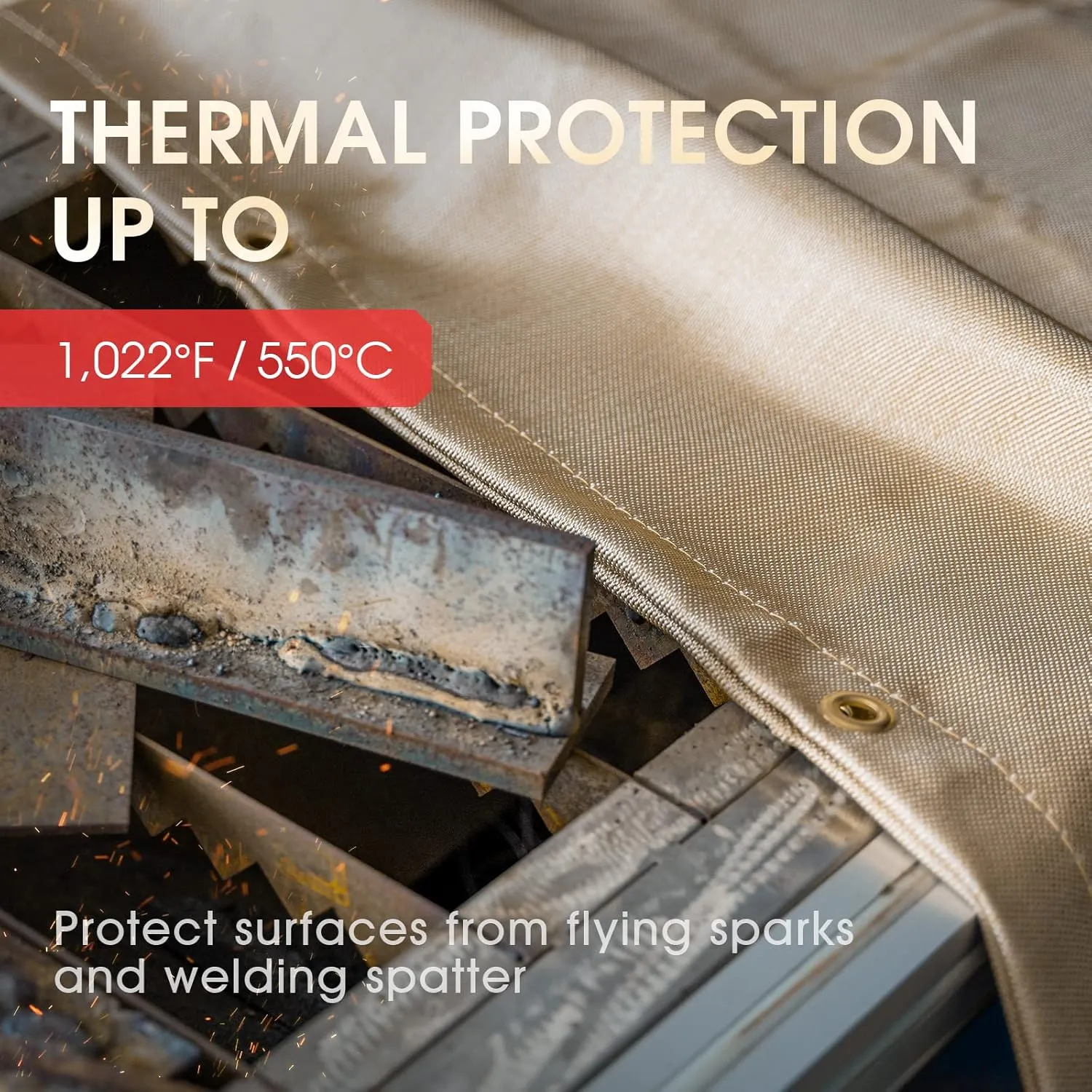YESWELDER Heavy Duty Fiberglass Welding Blanket, 4 x 6ft Fireproof Insulation Blanket, 1/3”(8mm) Thickened Weld Cover with Grommets, Thermal Resistant Insulation Welding Curtain Mat Grill