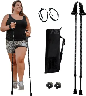 York Nordic Big and Tall Motivator Walking Poles for Balance and Rehab - 2 Pieces - Strong Push Button Locks, Detachable Rubber Feet, Travel Bag - for Heights 4' up to 7' feet and Weights up to 500lbs