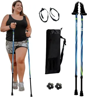 York Nordic Big and Tall Motivator Walking Poles for Balance and Rehab - 2 Pieces - Strong Push Button Locks, Detachable Rubber Feet, Travel Bag - for Heights 4' up to 7' feet and Weights up to 500lbs