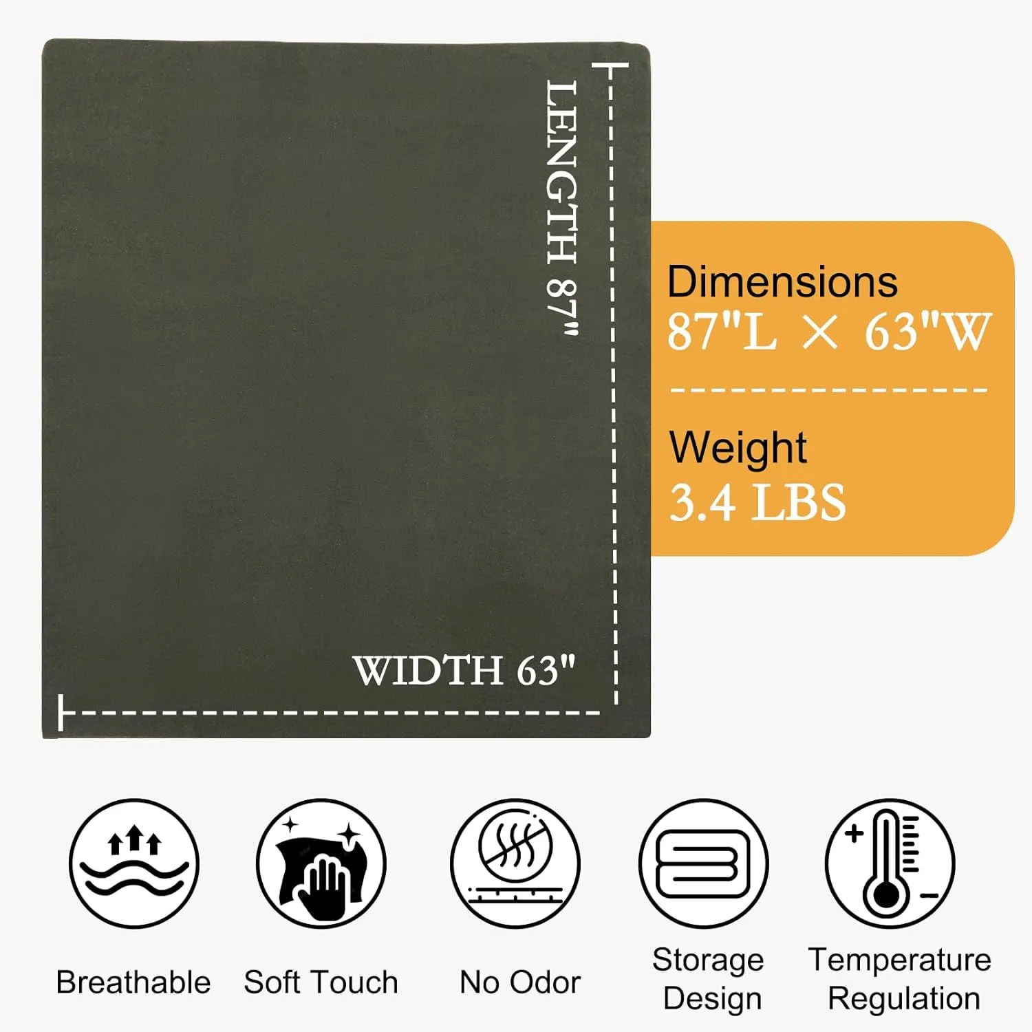 YOUR MOON Camping Wool Blanket, Warm, Military Wool Blanket for Outdoors, Travel, Survival, Large 63" x 87" 3.4LBS (Army Green)