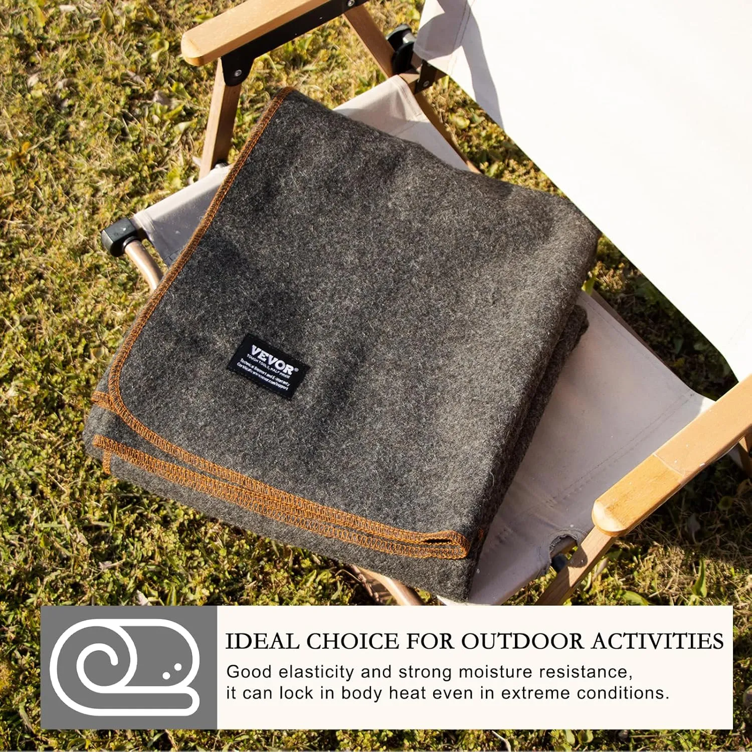 YOUR MOON Camping Wool Blanket, Warm, Military Wool Blanket for Outdoors, Travel, Survival, Large 63" x 87" 3.4LBS (Gray)