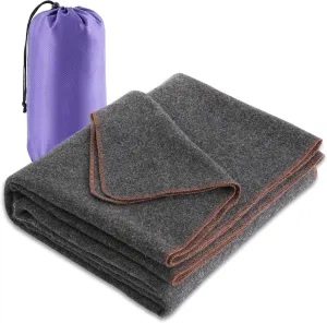 YOUR MOON Camping Wool Blanket, Warm, Military Wool Blanket for Outdoors, Travel, Survival, Large 63" x 87" 3.4LBS (Gray)