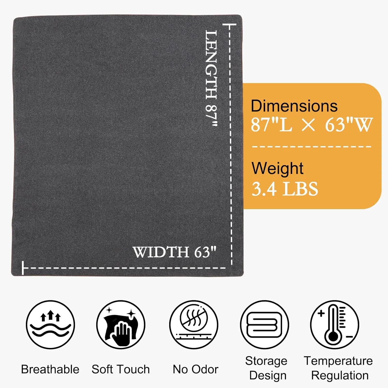 YOUR MOON Camping Wool Blanket, Warm, Military Wool Blanket for Outdoors, Travel, Survival, Large 63" x 87" 3.4LBS (Gray)