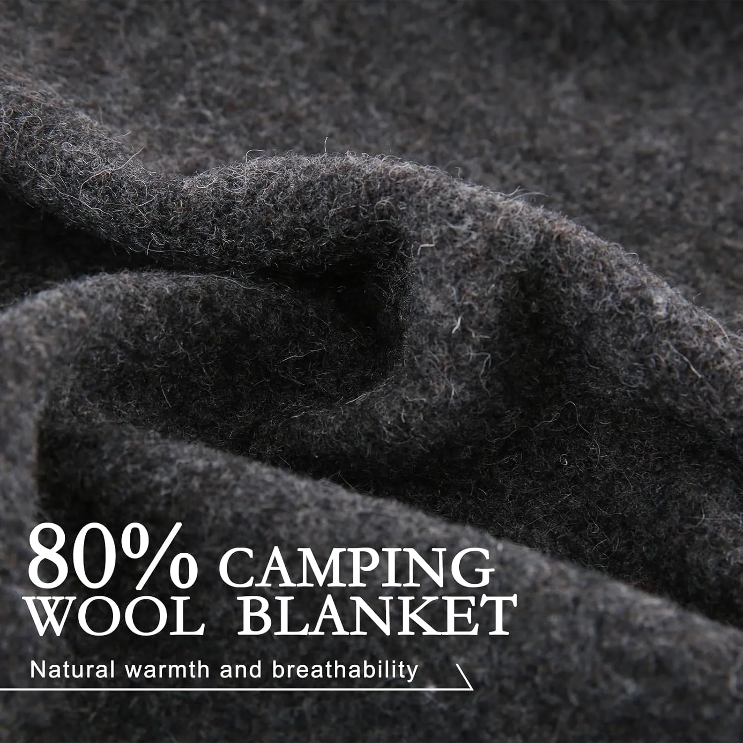 YOUR MOON Camping Wool Blanket, Warm, Military Wool Blanket for Outdoors, Travel, Survival, Large 63" x 87" 3.4LBS (Gray)
