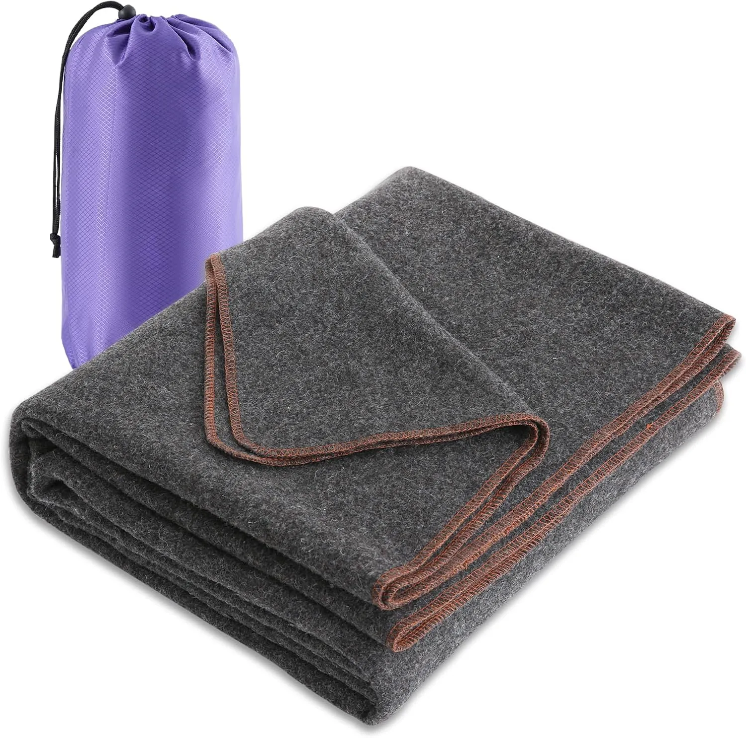 YOUR MOON Camping Wool Blanket, Warm, Military Wool Blanket for Outdoors, Travel, Survival, Large 63" x 87" 3.4LBS (Gray)