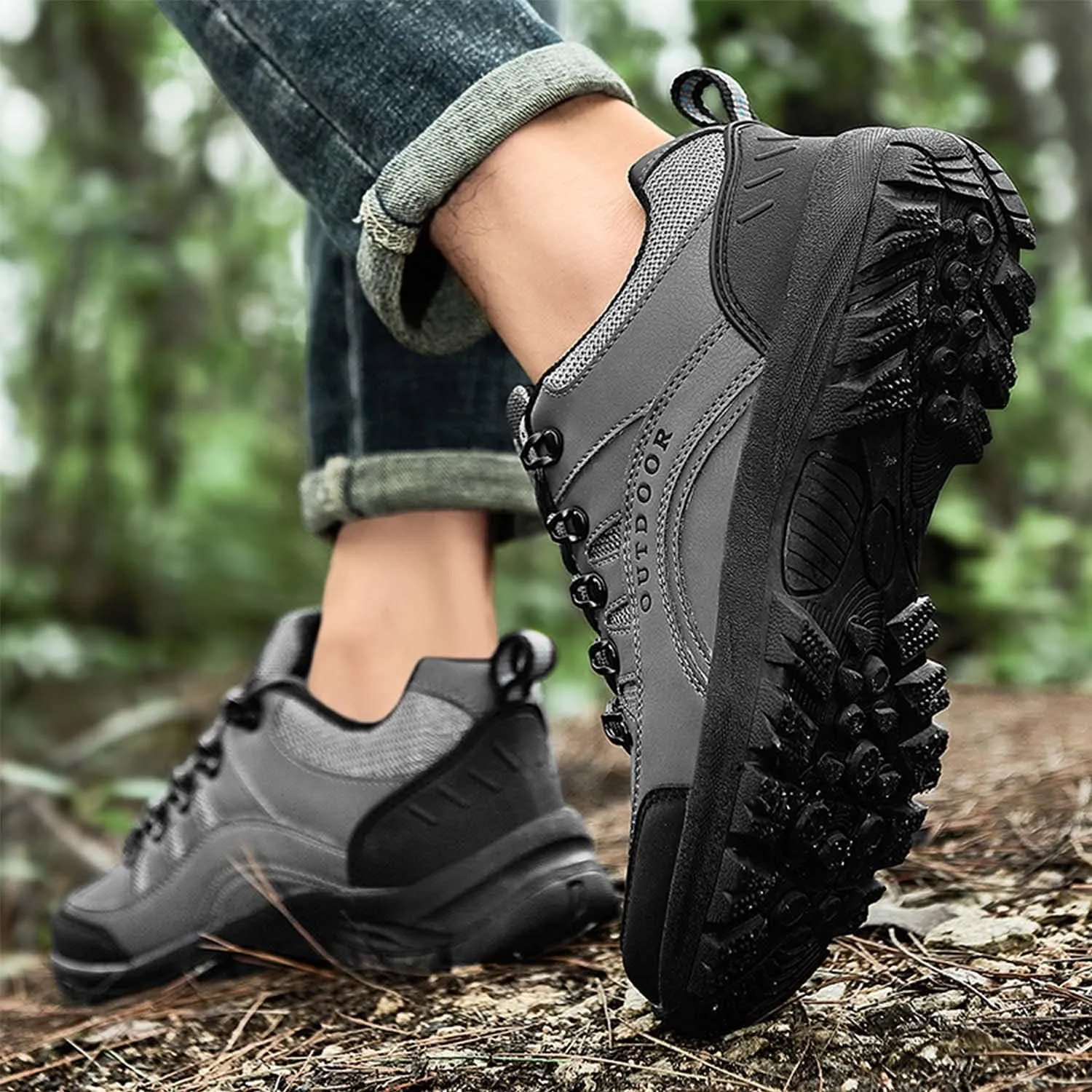 YUKTOPA Men's Waterproof Hiking Shoes Breathable Anti Slip Ankle Booties Durable Hiking Trekking Trails Shoes