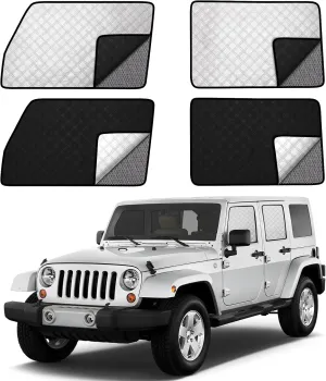 ZATOOTO Jeep Wrangler Window Shades 2007-2018 JL JK, Double Layer Side Window Shade 4Pack for Camping with Breathable Mesh and Reversible Blackout Design for Privacy&UV Protection