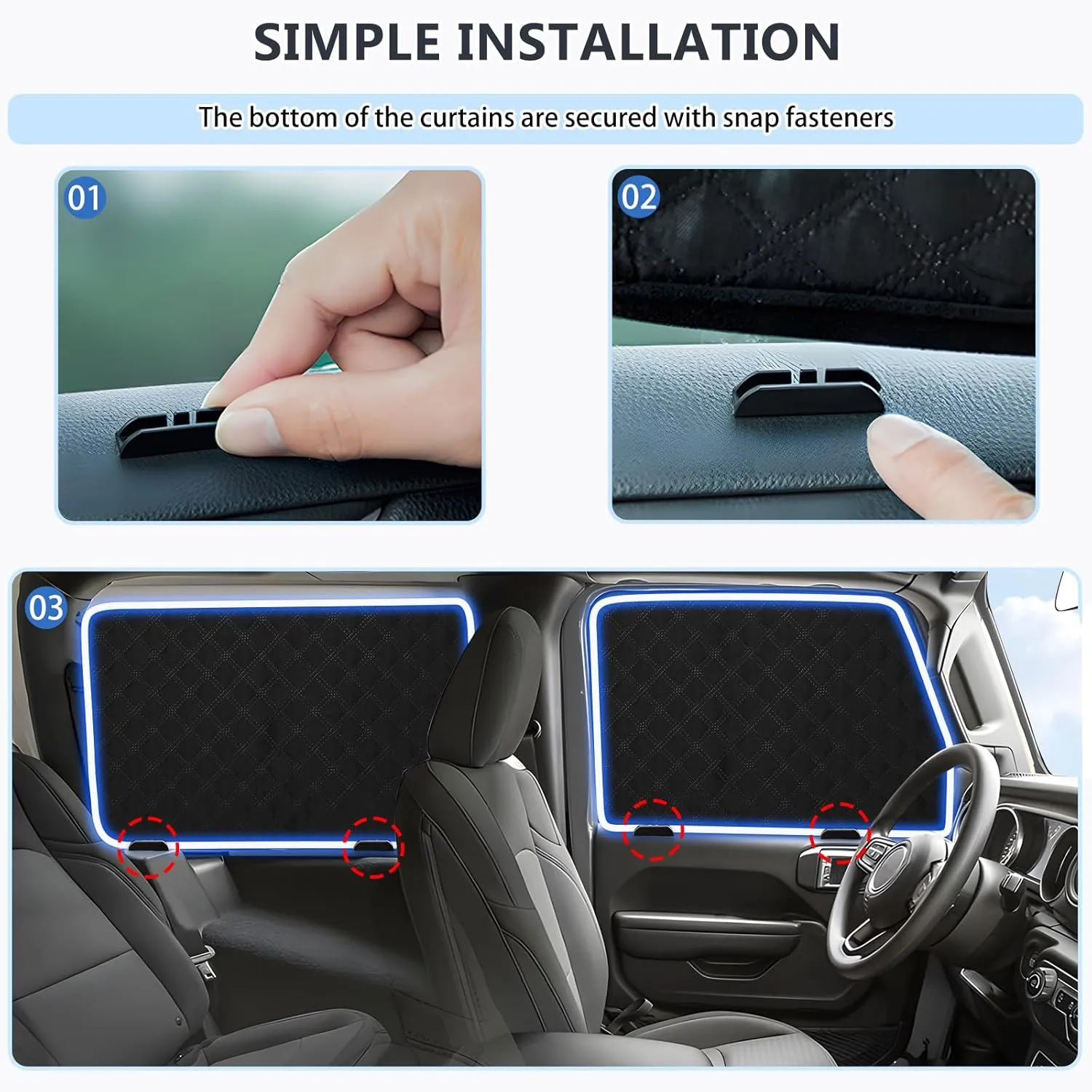 ZATOOTO Jeep Wrangler Window Shades 2007-2018 JL JK, Double Layer Side Window Shade 4Pack for Camping with Breathable Mesh and Reversible Blackout Design for Privacy&UV Protection