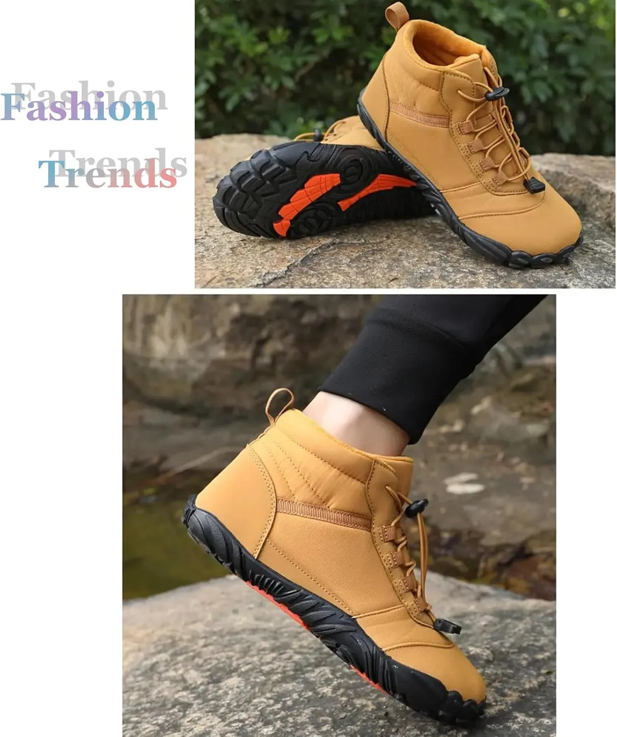 Zeberfi Men Women Warm Lined Snow Boots Winter Trekking Anti-Slip Waterproof Backpacking Boots for Unisex Casual Lightweight Outdoor Hiking Ankle Boot