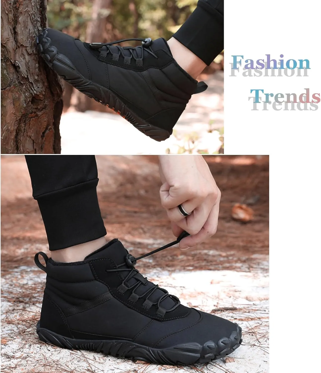 Zeberfi Men Women Warm Lined Snow Boots Winter Trekking Anti-Slip Waterproof Backpacking Boots for Unisex Casual Lightweight Outdoor Hiking Ankle Boot