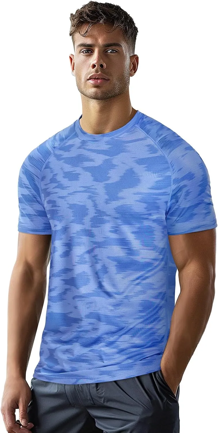 Zengjo Mens Workout Shirts Quick Dry Short Sleeve Athletic Running Gym T Shirt