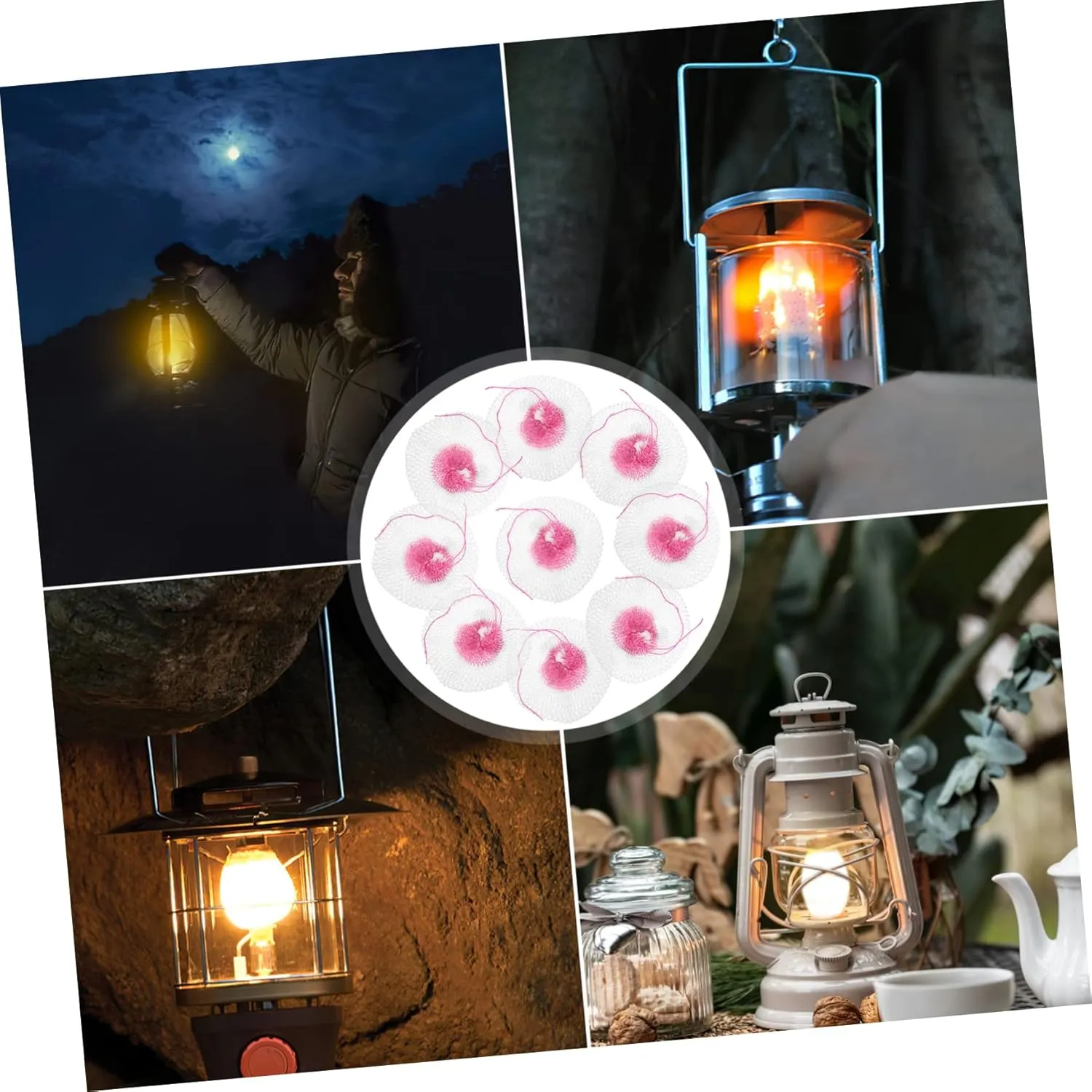 Zerodeko 4sets Oil Lamp Bulk Pack Kerosene Lamp Mantles Non- for Outdoor Gas Lighting Camping 10pcs*4