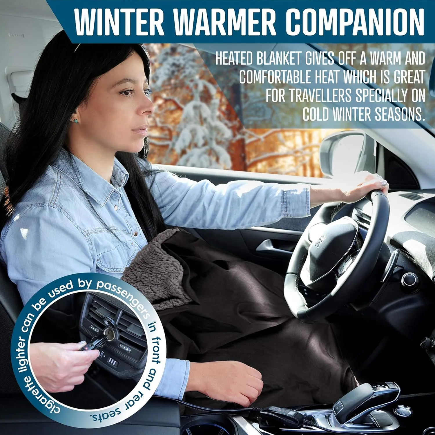 ZONETECH Sherpa Fleece Travel Blanket Grey Cozy Soft Plush Warm Fuzzy Automotive Comfortable Car Seat 59" x 43” Size -Great for Winter, Home, Office and Camping