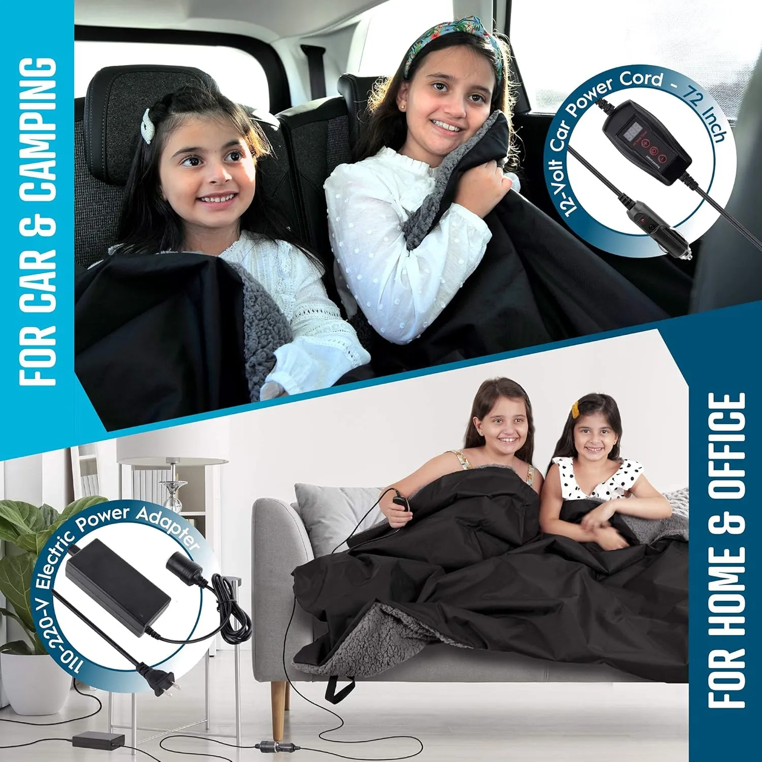 ZONETECH Sherpa Fleece Travel Blanket Grey Cozy Soft Plush Warm Fuzzy Automotive Comfortable Car Seat 59" x 43” Size -Great for Winter, Home, Office and Camping