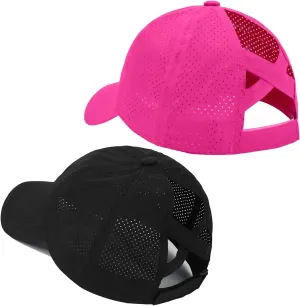 ZTL Women's High Ponytail Baseball Cap Performance Running Hat Quick Dry Mesh Sports Cap Unstructured Dad Trucker Hats