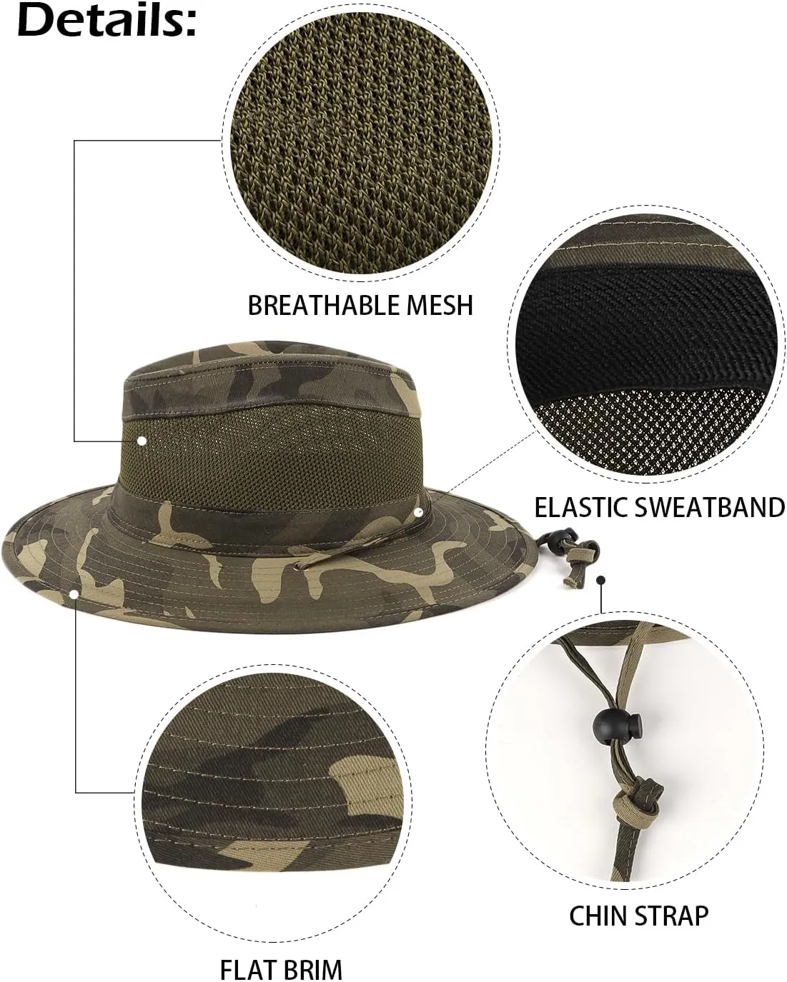 Zylioo XXL Oversize Safari Sun Hat with Wide Brim,Large Mesh Fishing Hat,Sun Protection Summer Hat for Hiking,Camping