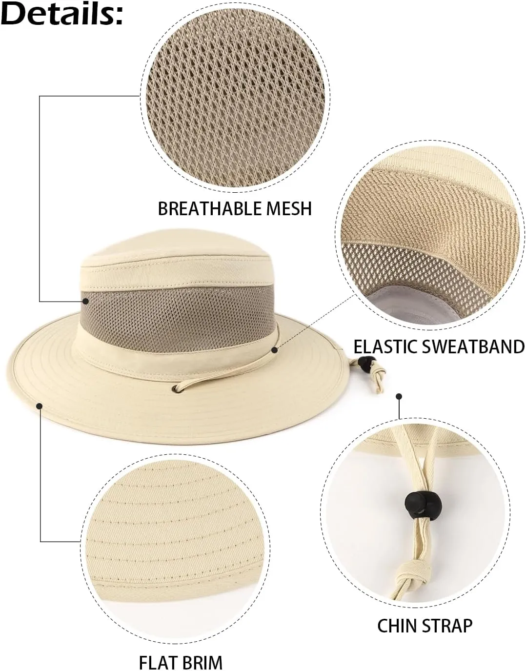 Zylioo XXL Oversize Safari Sun Hat with Wide Brim,Large Mesh Fishing Hat,Sun Protection Summer Hat for Hiking,Camping